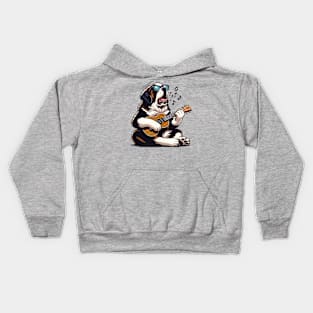 Saint Bernard Dog Playing Guitar Singing Funny Kids Hoodie